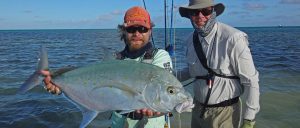 Fly fishing with guide at Farquhar Atoll in the Seychelles Islands